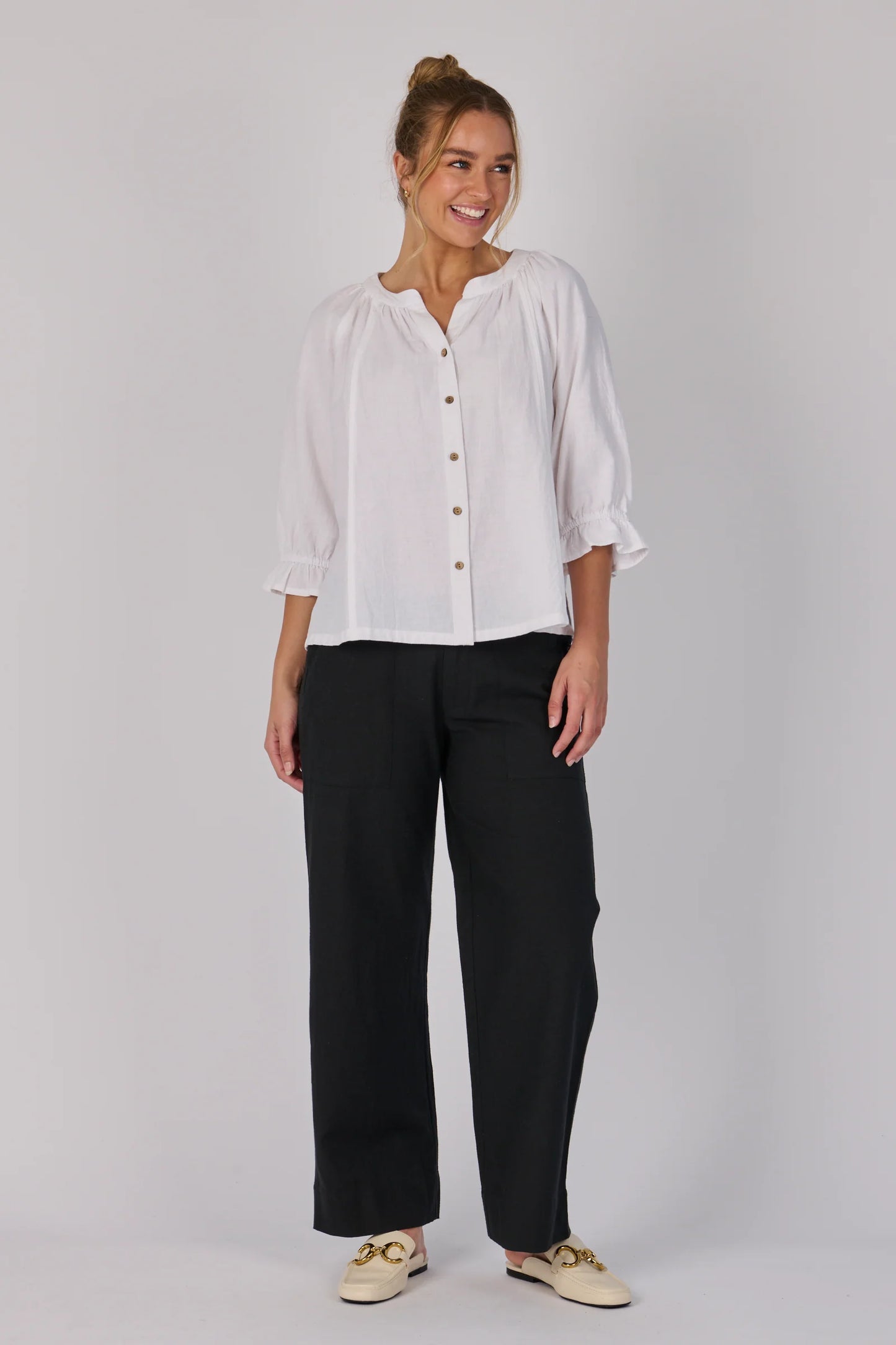 Frill Cuff Blouse | White