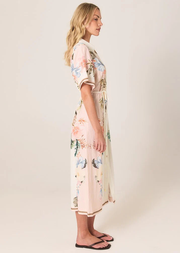 Solara Placement Print Shirt Dress | Pink Print