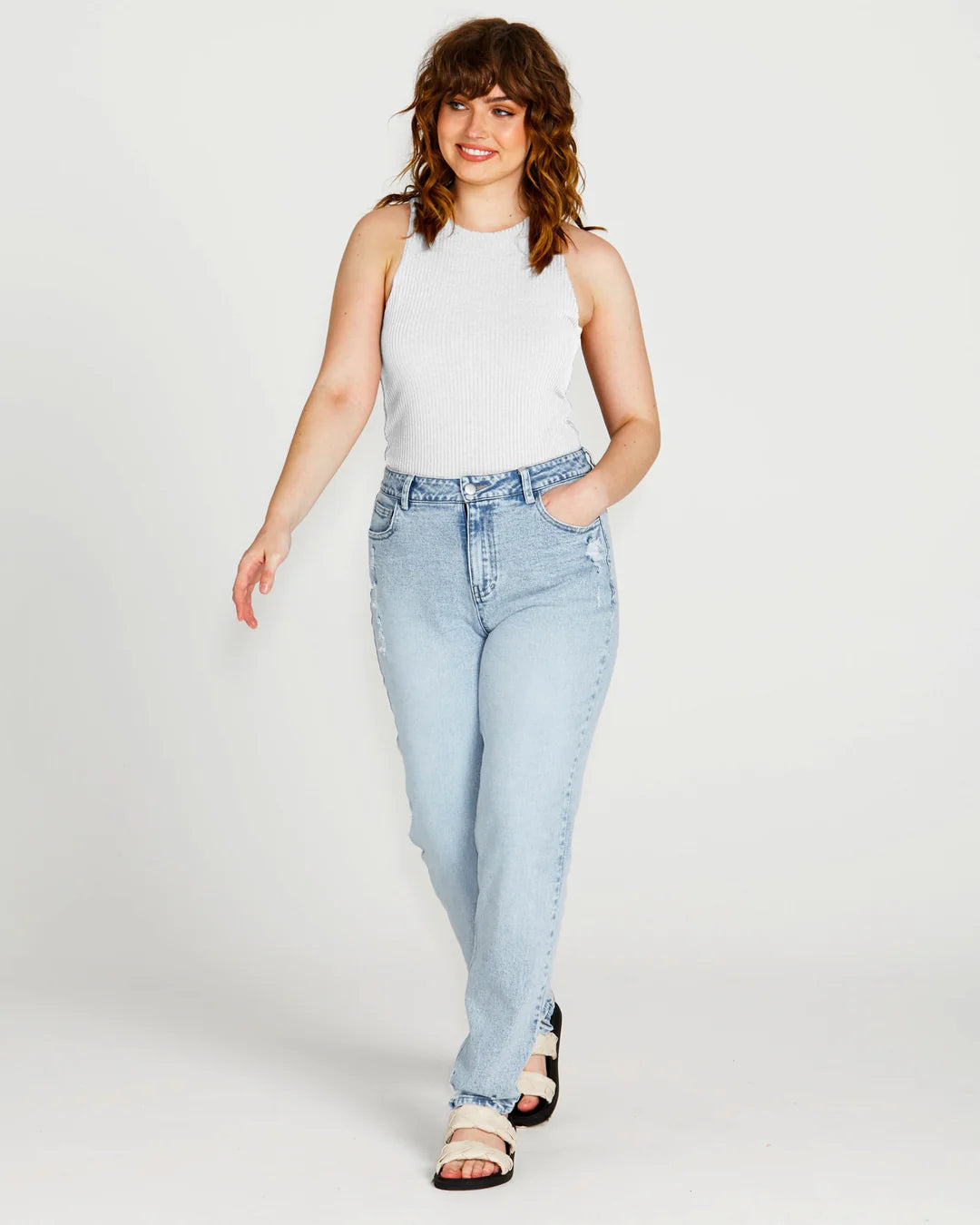 Aubrey High Neck Singlet | White