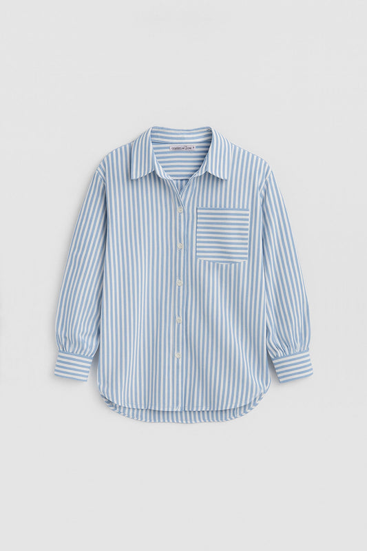 Oversized Shirt | Pale Blue Stripe
