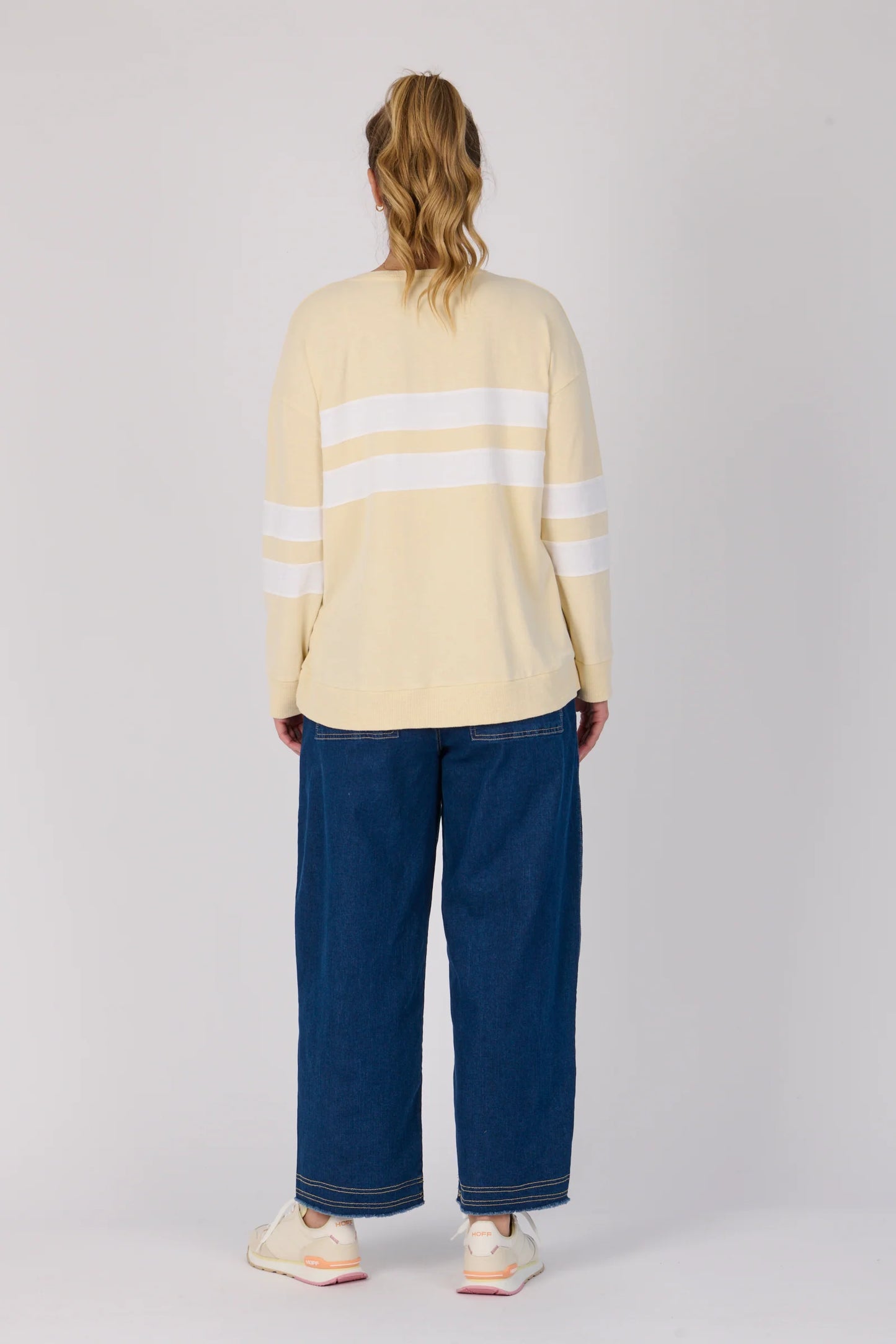 Panel Stripe Long Sleeve Tee | Stone Combo