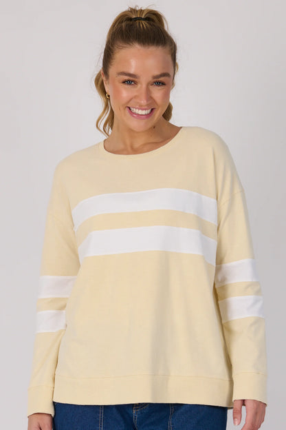 Panel Stripe Long Sleeve Tee | Stone Combo