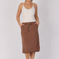 Curved Hem Midi Skirt | Cocoa Brown