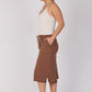Curved Hem Midi Skirt | Cocoa Brown