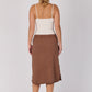 Curved Hem Midi Skirt | Cocoa Brown