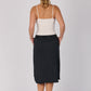 Curved Hem Midi Skirt | Washed Black