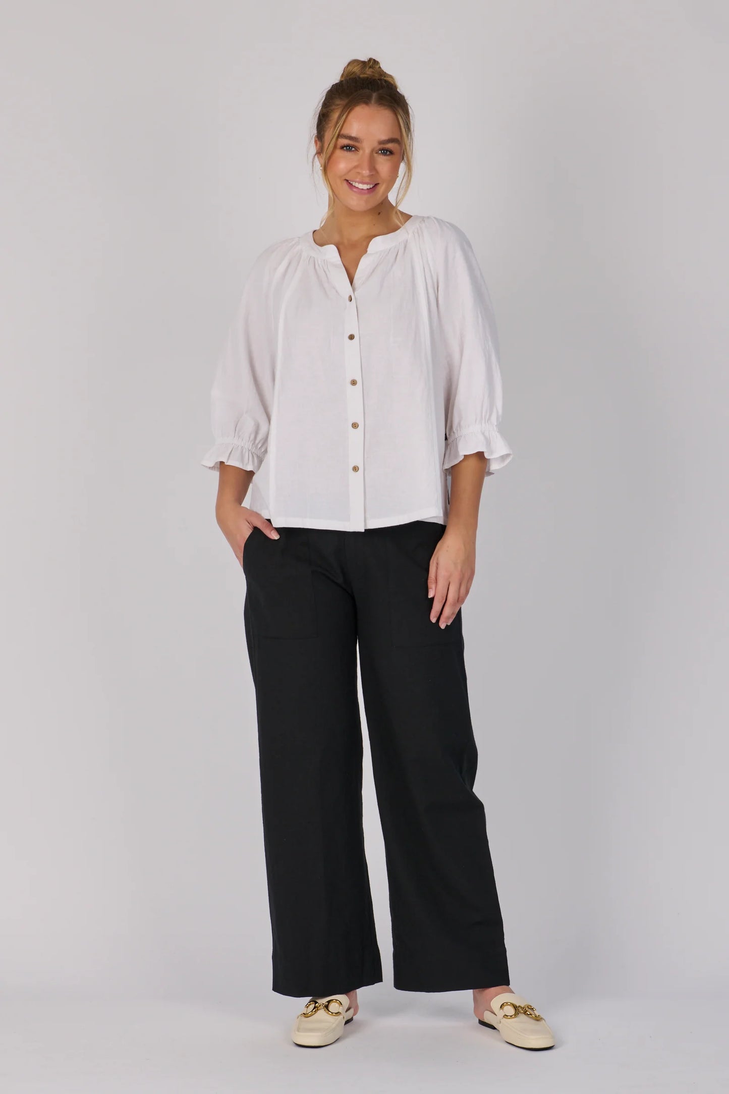 Frill Cuff Blouse | White