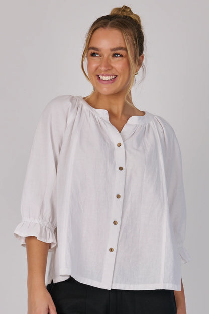 Frill Cuff Blouse | White