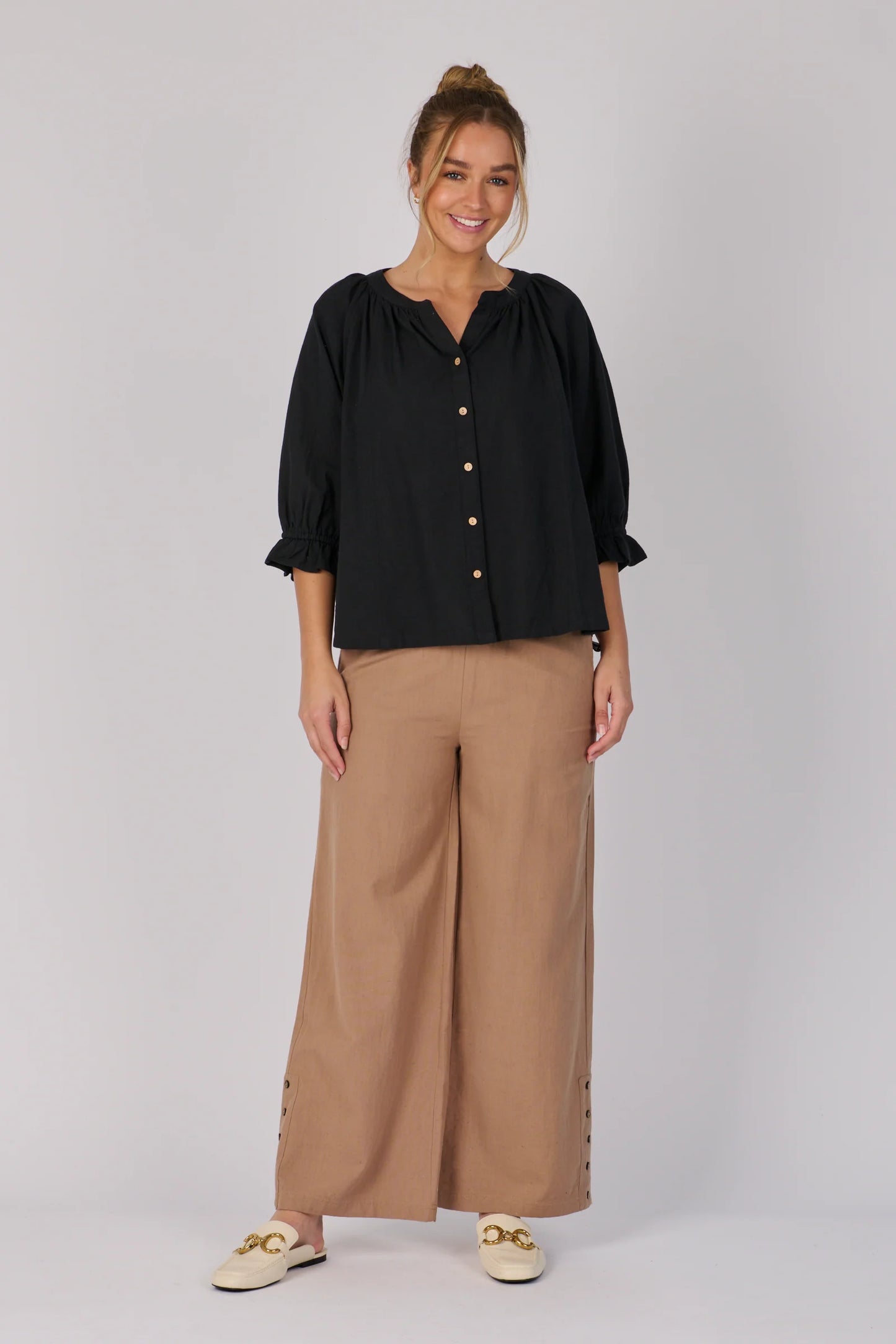 Frill Cuff Blouse | Black