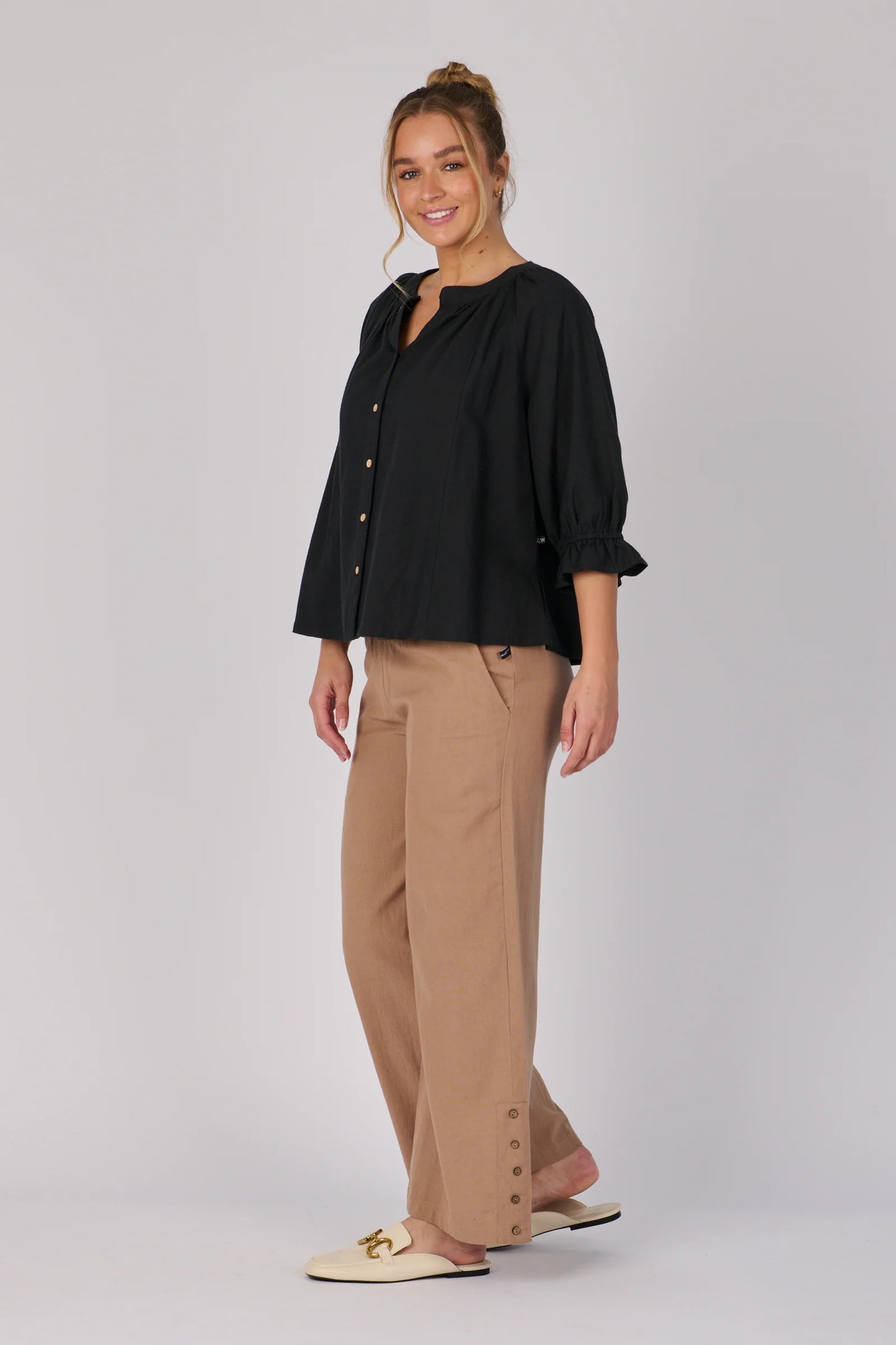 Frill Cuff Blouse | Black