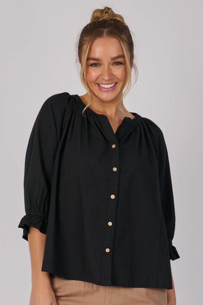 Frill Cuff Blouse | Black