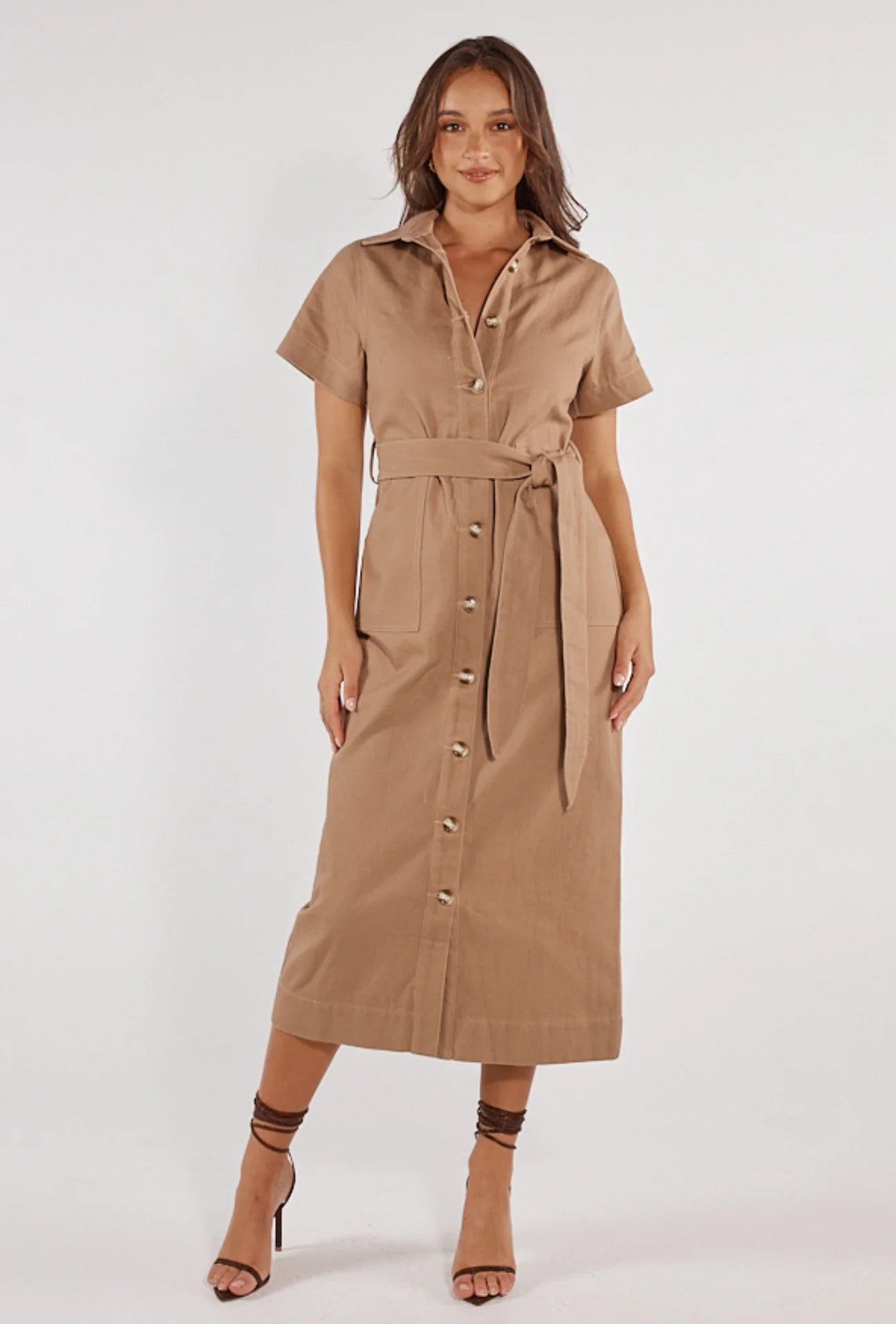 Nicole Midi Dress | Mocha Denim