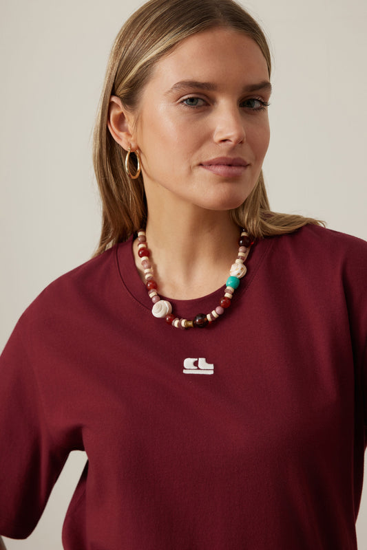 Lola Longline Step Hem Tee | Burgundy