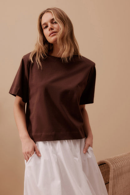 Sofia Boxy Tee | Chocolate