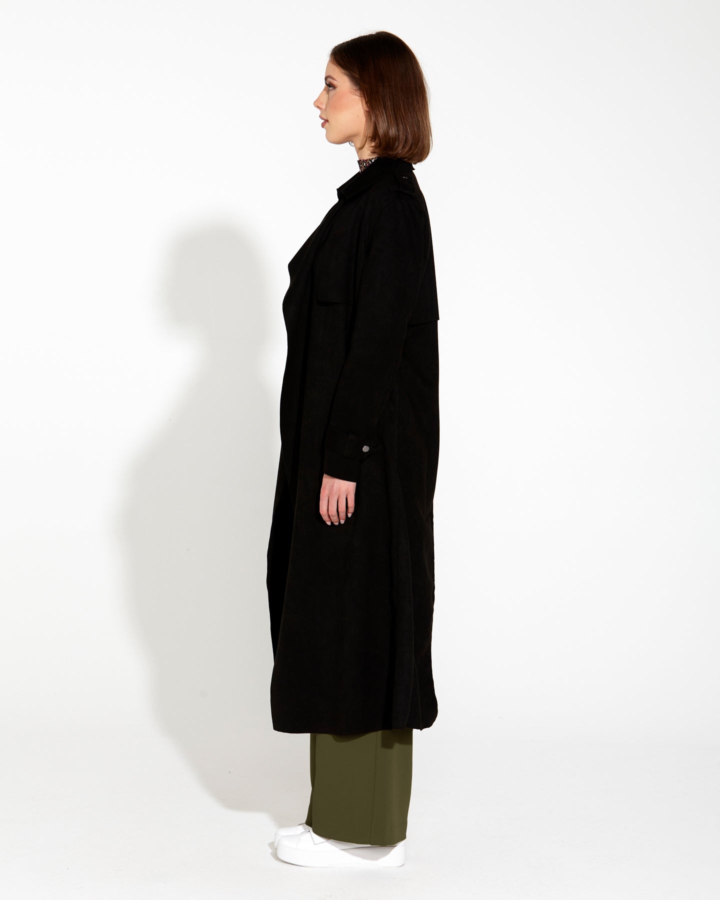 Bombshell Suede Trenchcoat | Black