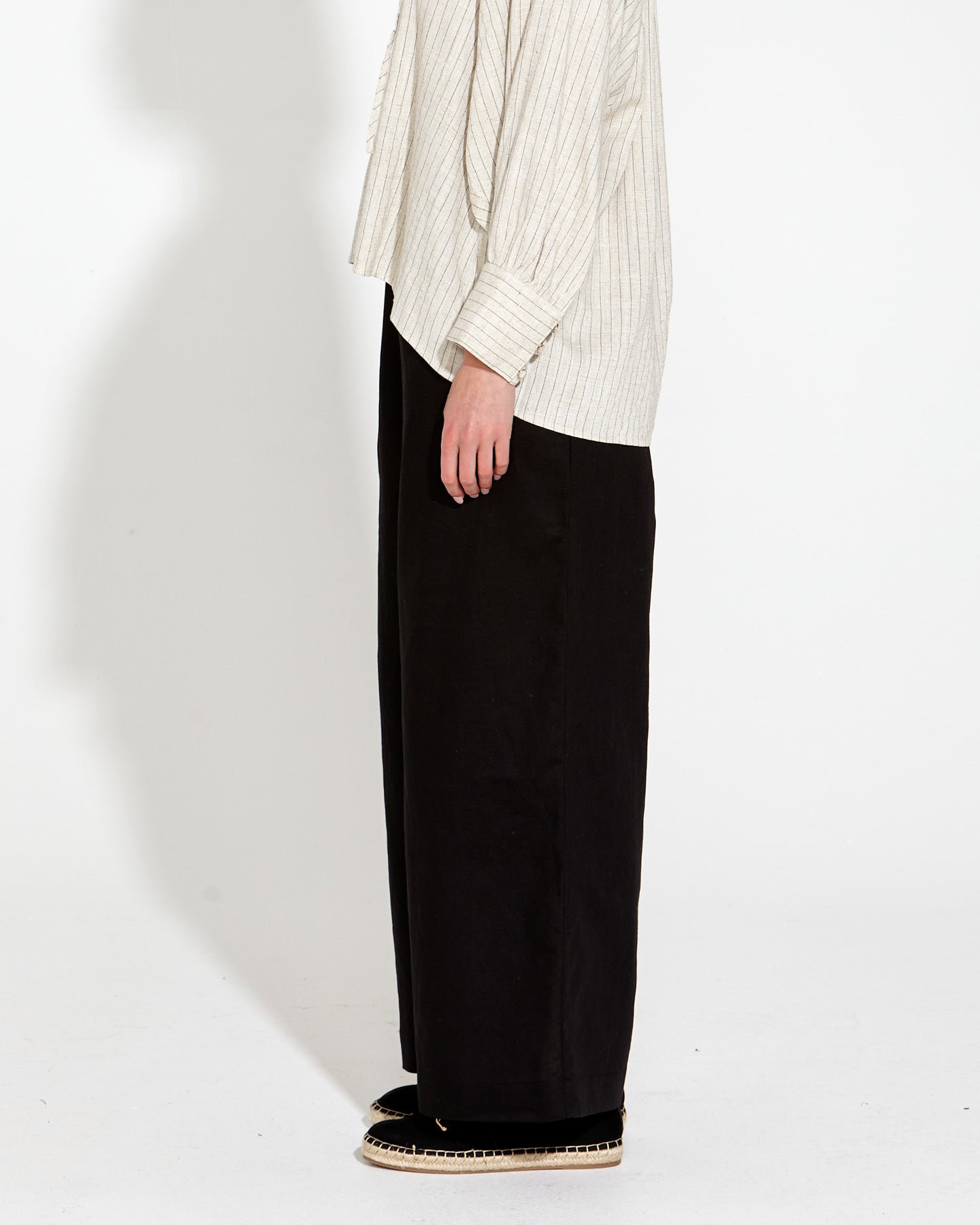 Heritage Linen Wide Leg Pant | Black