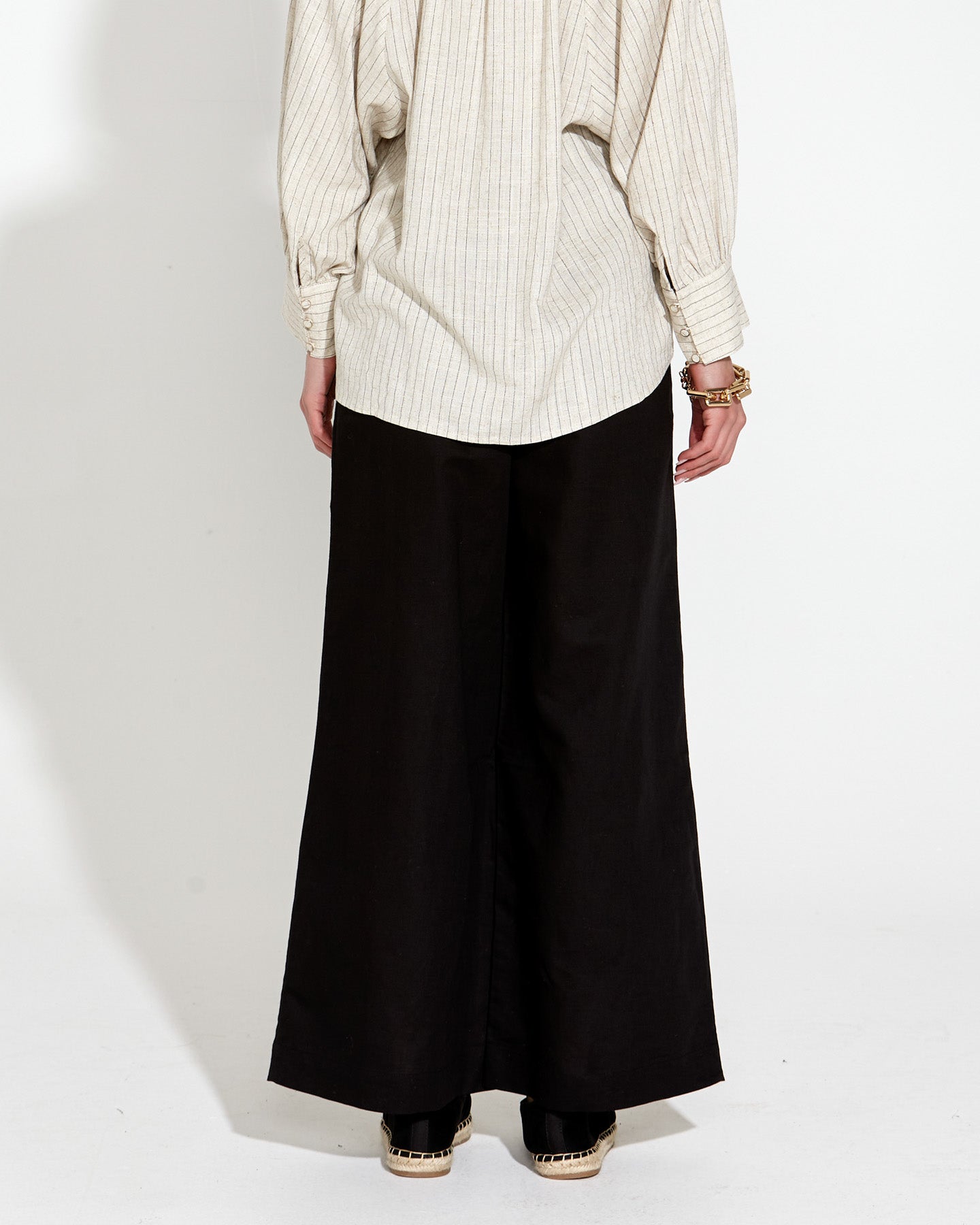 Heritage Linen Wide Leg Pant | Black