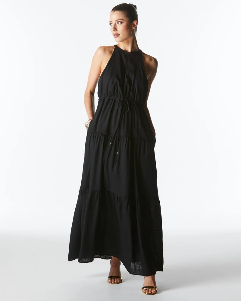 Midsummer Halter Maxi Dress | Black