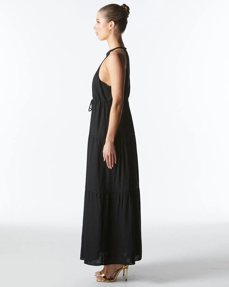 Midsummer Halter Maxi Dress | Black