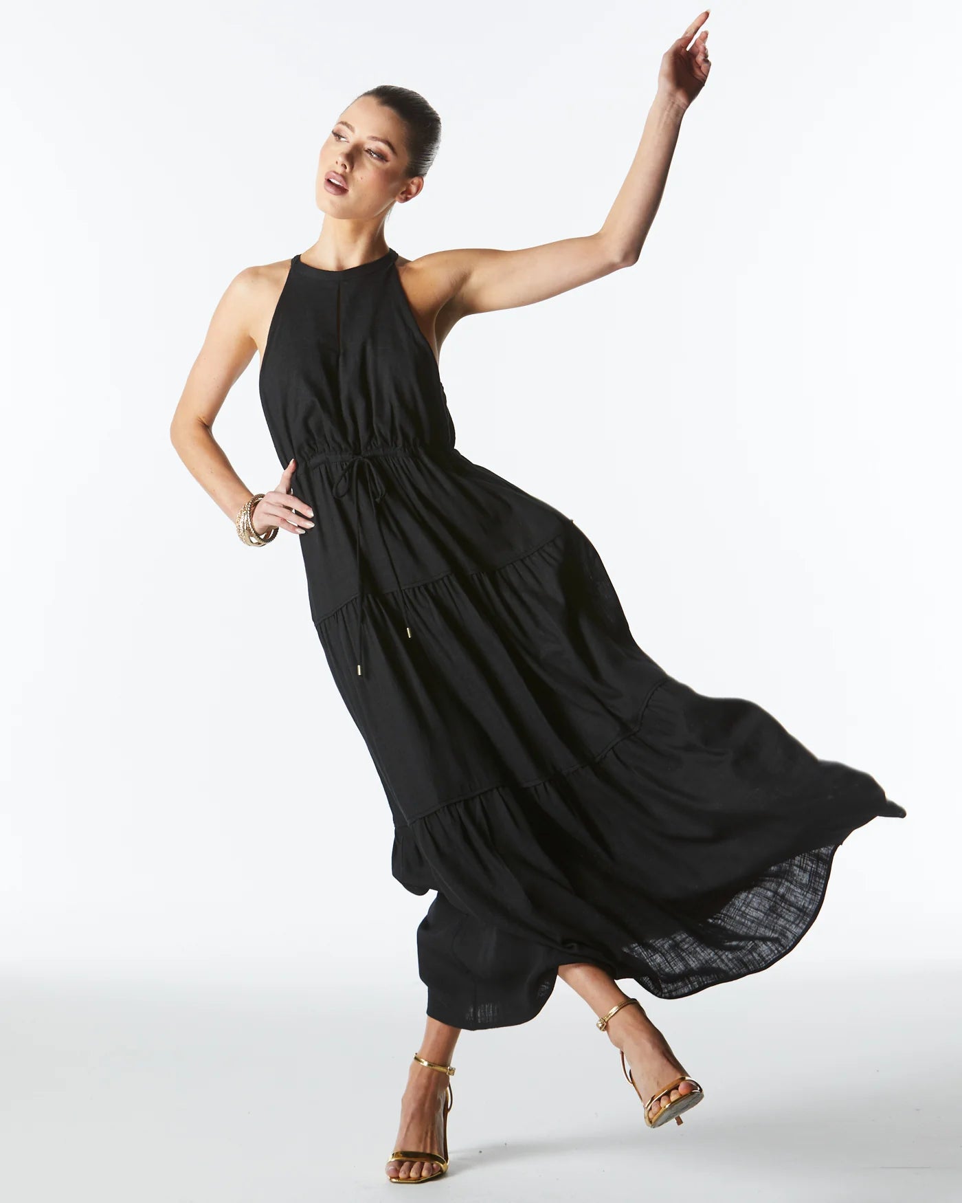 Midsummer Halter Maxi Dress | Black