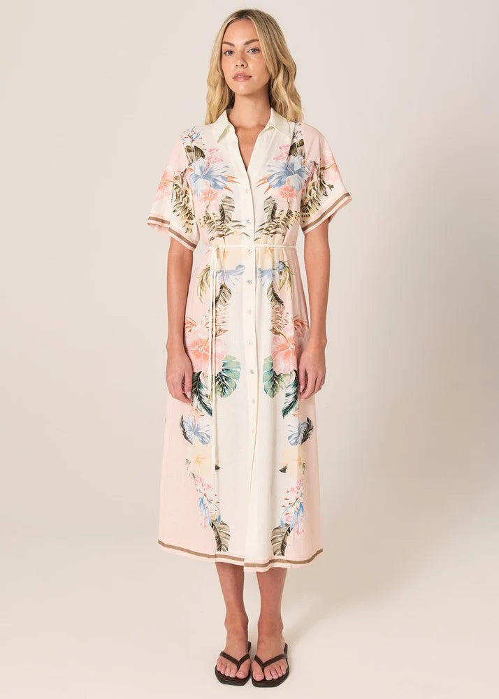 Solara Placement Print Shirt Dress | Pink Print