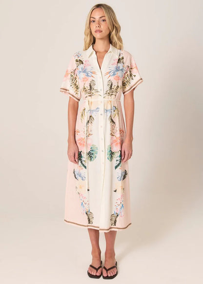 Solara Placement Print Shirt Dress | Pink Print
