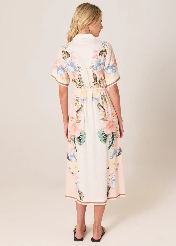 Solara Placement Print Shirt Dress | Pink Print