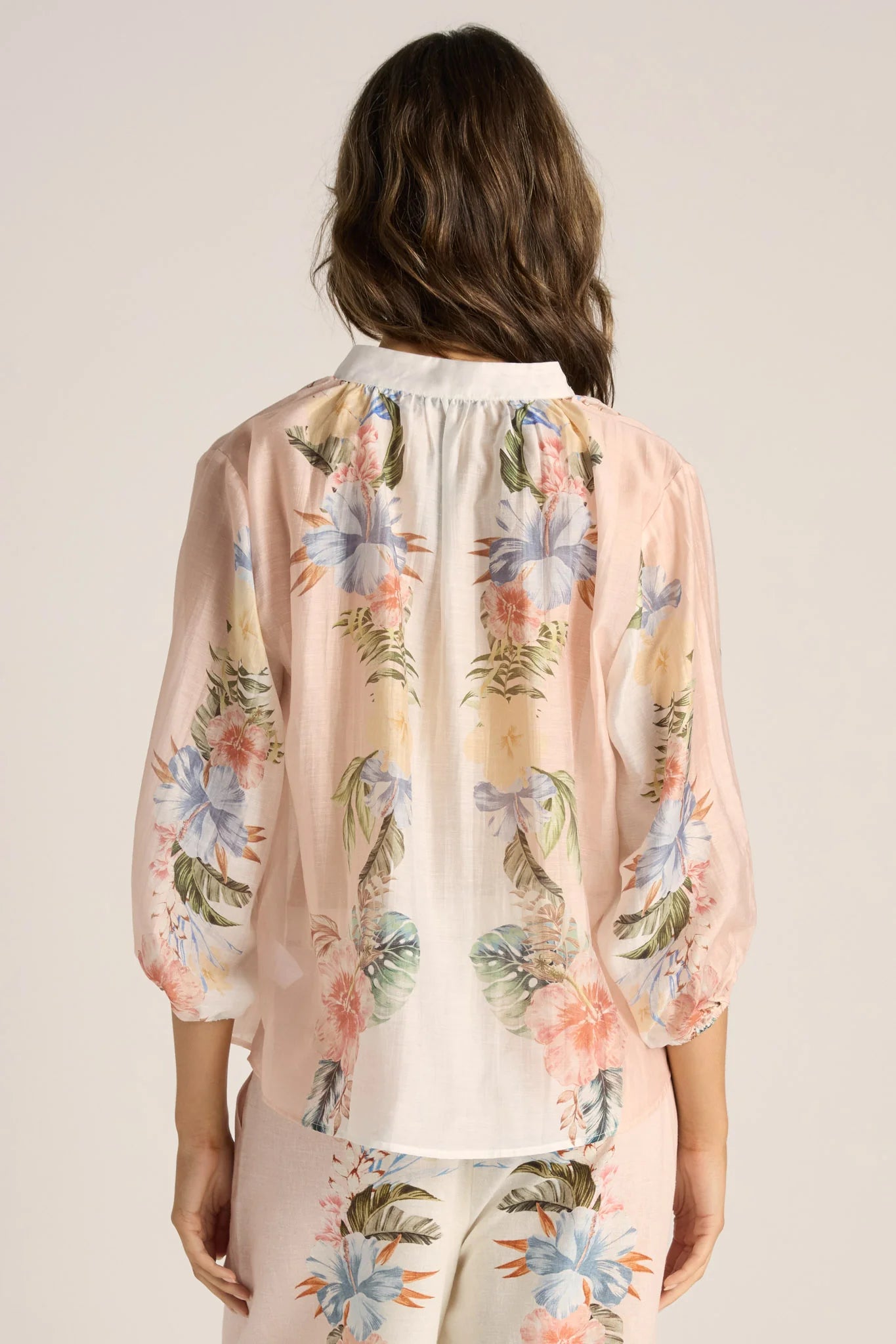 Solara Split Neck Blouse | Pink Print