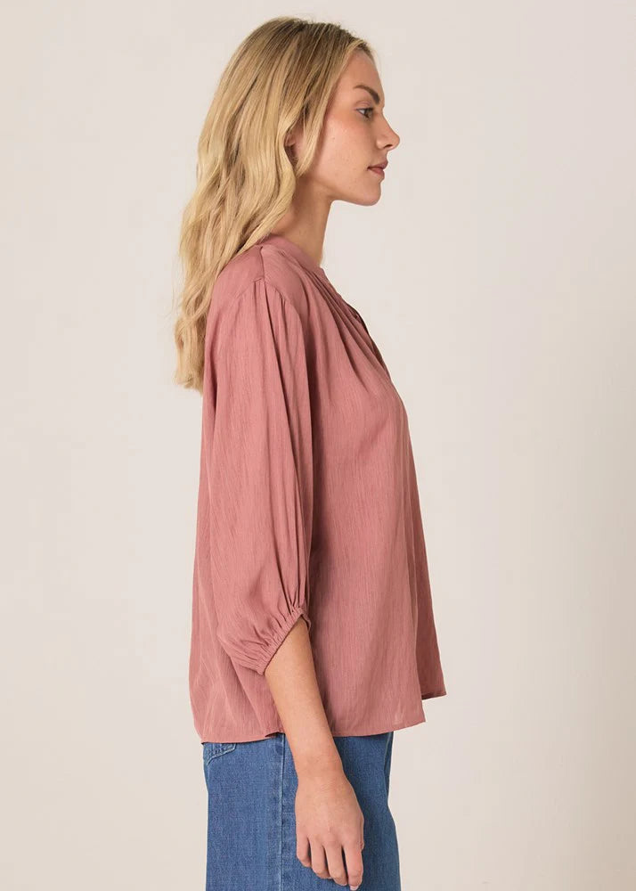 Shae Split Neck Blouse | Terracotta