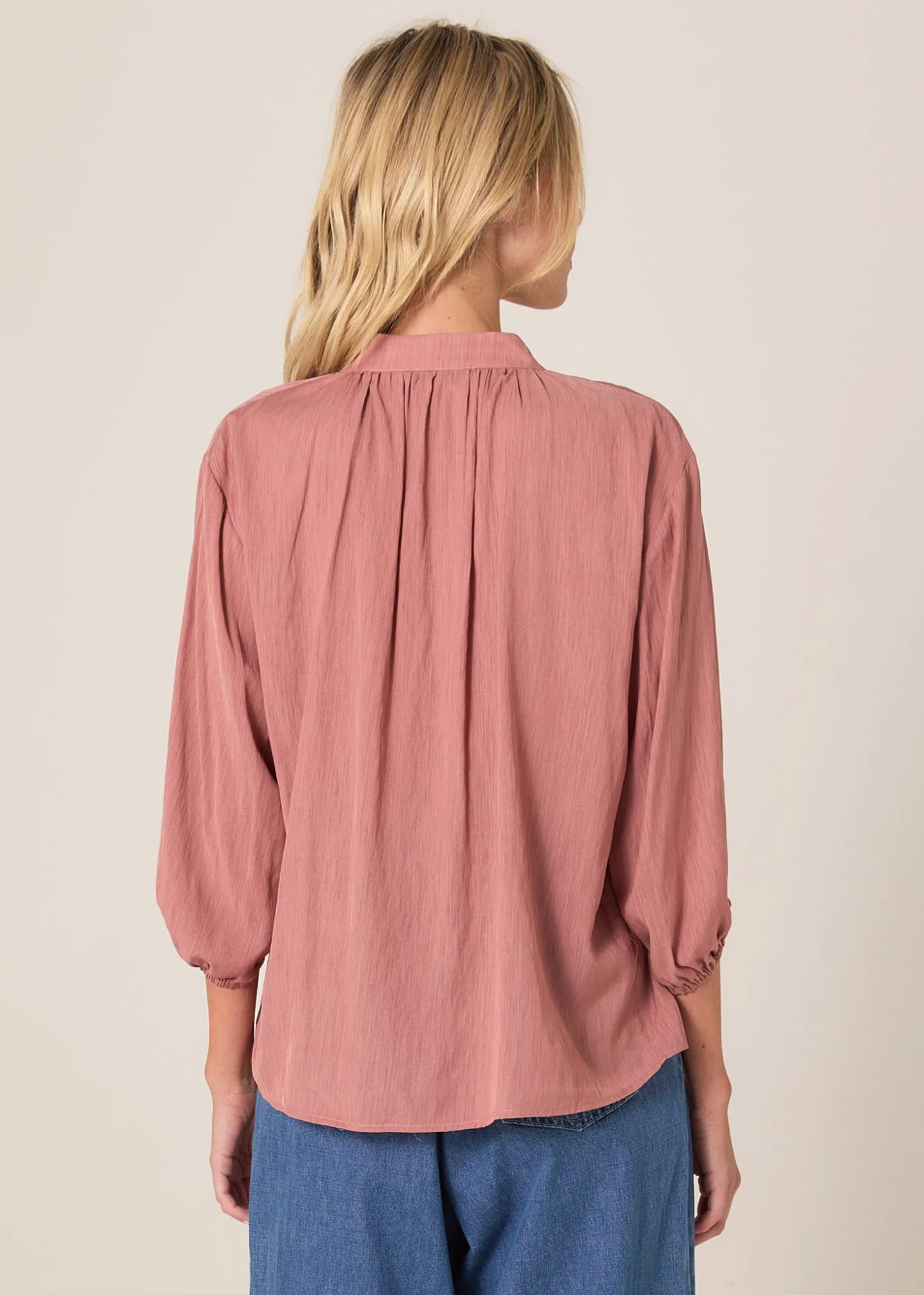Shae Split Neck Blouse | Terracotta
