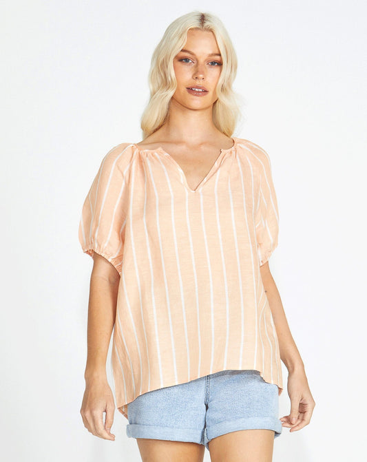 Lydia Shell Top | Peach Stripe