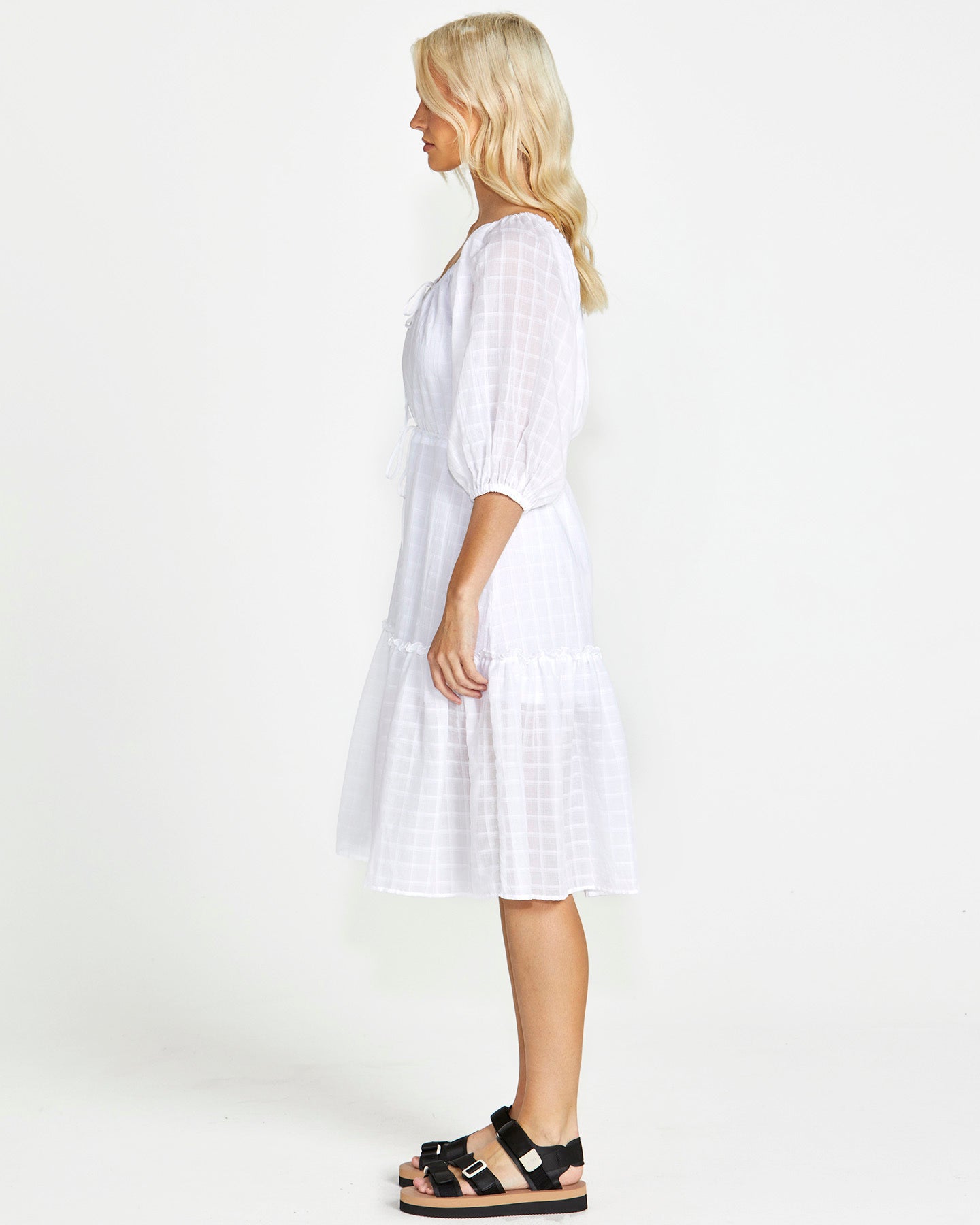 Ruby Tiered Midi Dress | White