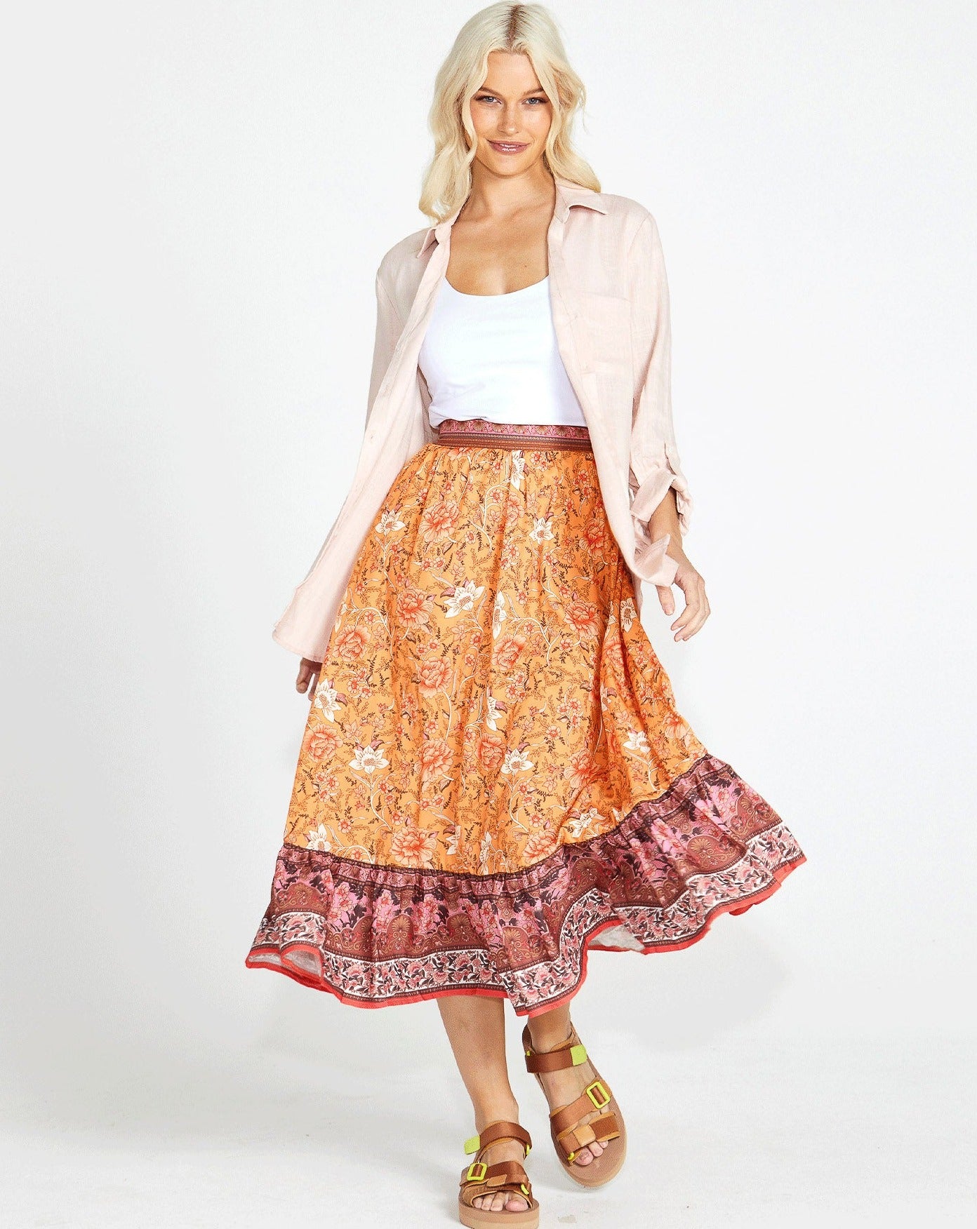 Dawn Tiered Boho Skirt | Batik Paisley