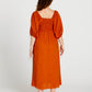 Francesca Puff Sleeve Midi Dress | Rust