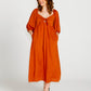 Francesca Puff Sleeve Midi Dress | Rust