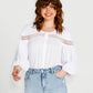 Rava Boho 3/4 Sleeve Top | White