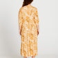 Portia Elastic Waist Tiered Midi Flowy Dress | Palm Springs Yellow