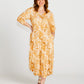 Portia Elastic Waist Tiered Midi Flowy Dress | Palm Springs Yellow