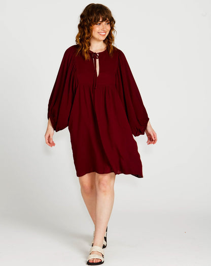 Rava Boho Mini Dress | Wine