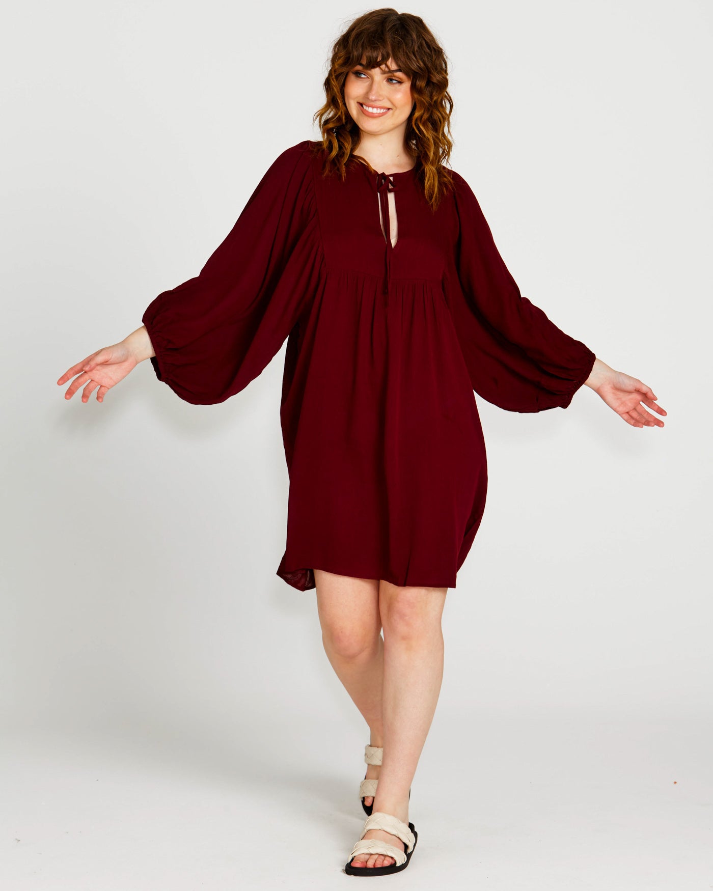 Rava Boho Mini Dress | Wine