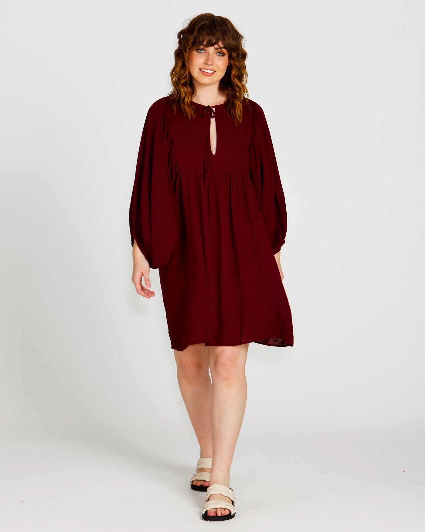 Rava Boho Mini Dress | Wine