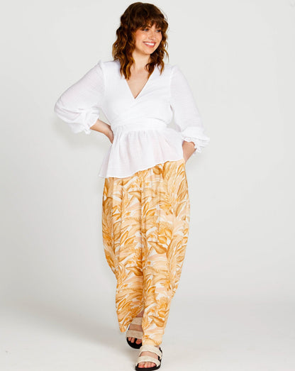 Portia Elastic Back Pants With Belt | Palm Springs