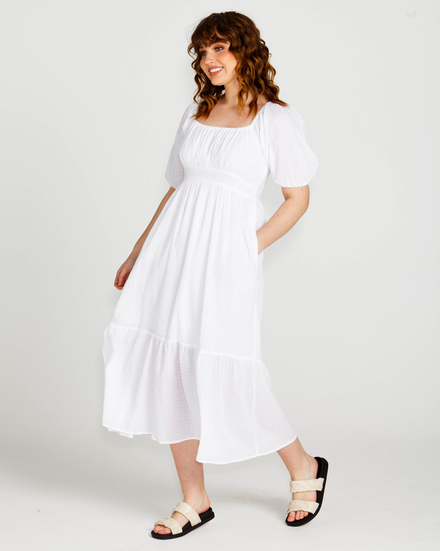 Violet Midi Dress | White