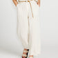 Portia Elastic Wide Leg Pants With Belt | Oatmeal