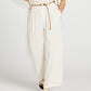 Portia Elastic Wide Leg Pants With Belt | Oatmeal