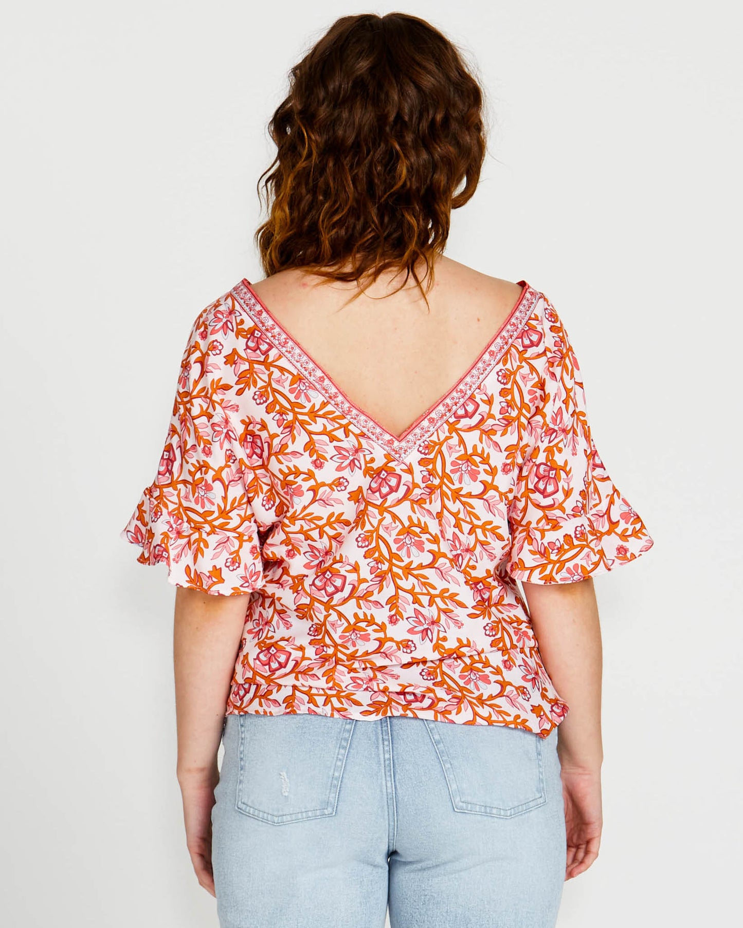 Ashley V-Neck Top | Pink Blossom