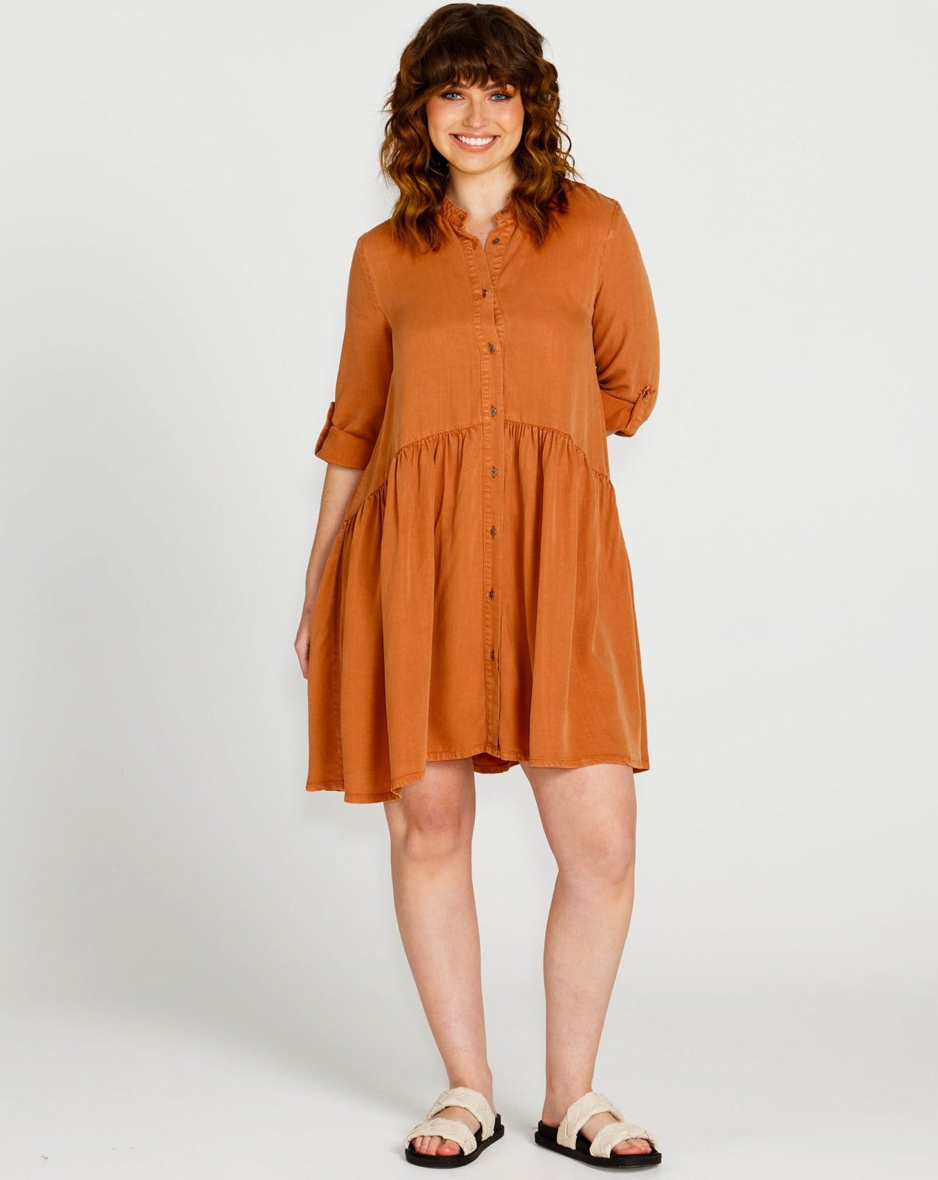 Zahlia Shirt Dress | Sandy Tan