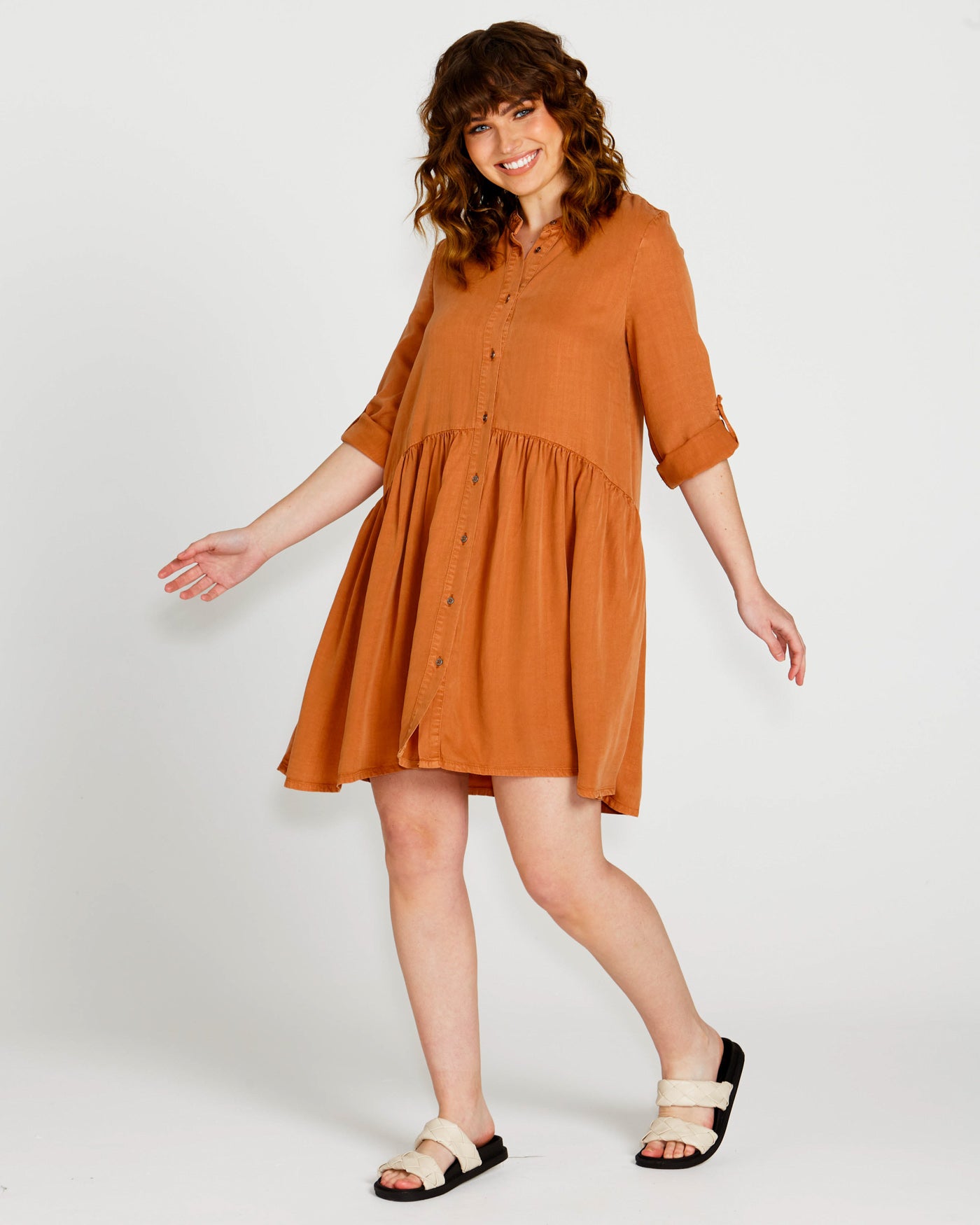 Zahlia Shirt Dress | Sandy Tan