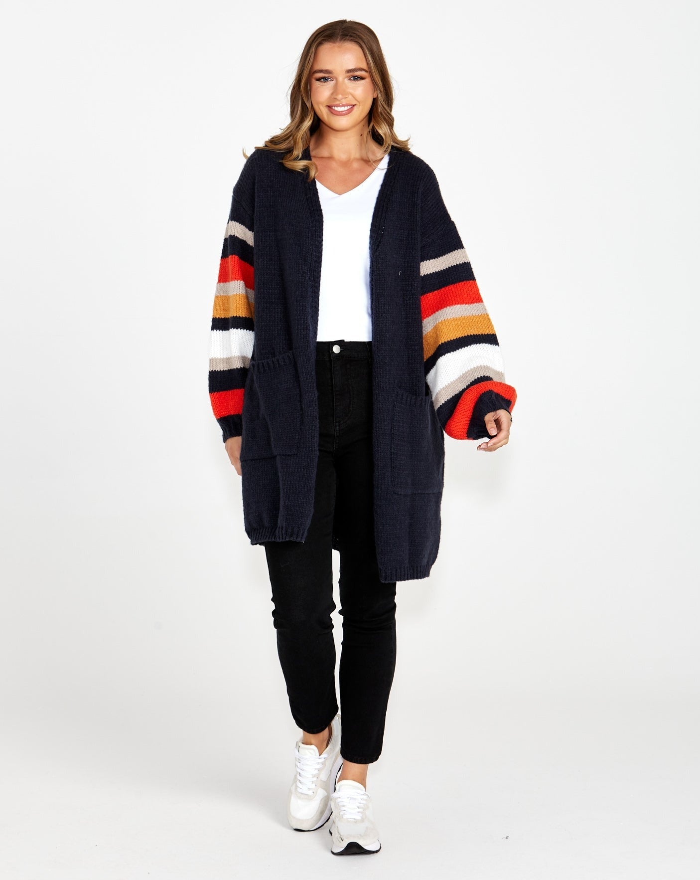 Liliana Chunky Cardi | Navy Strip