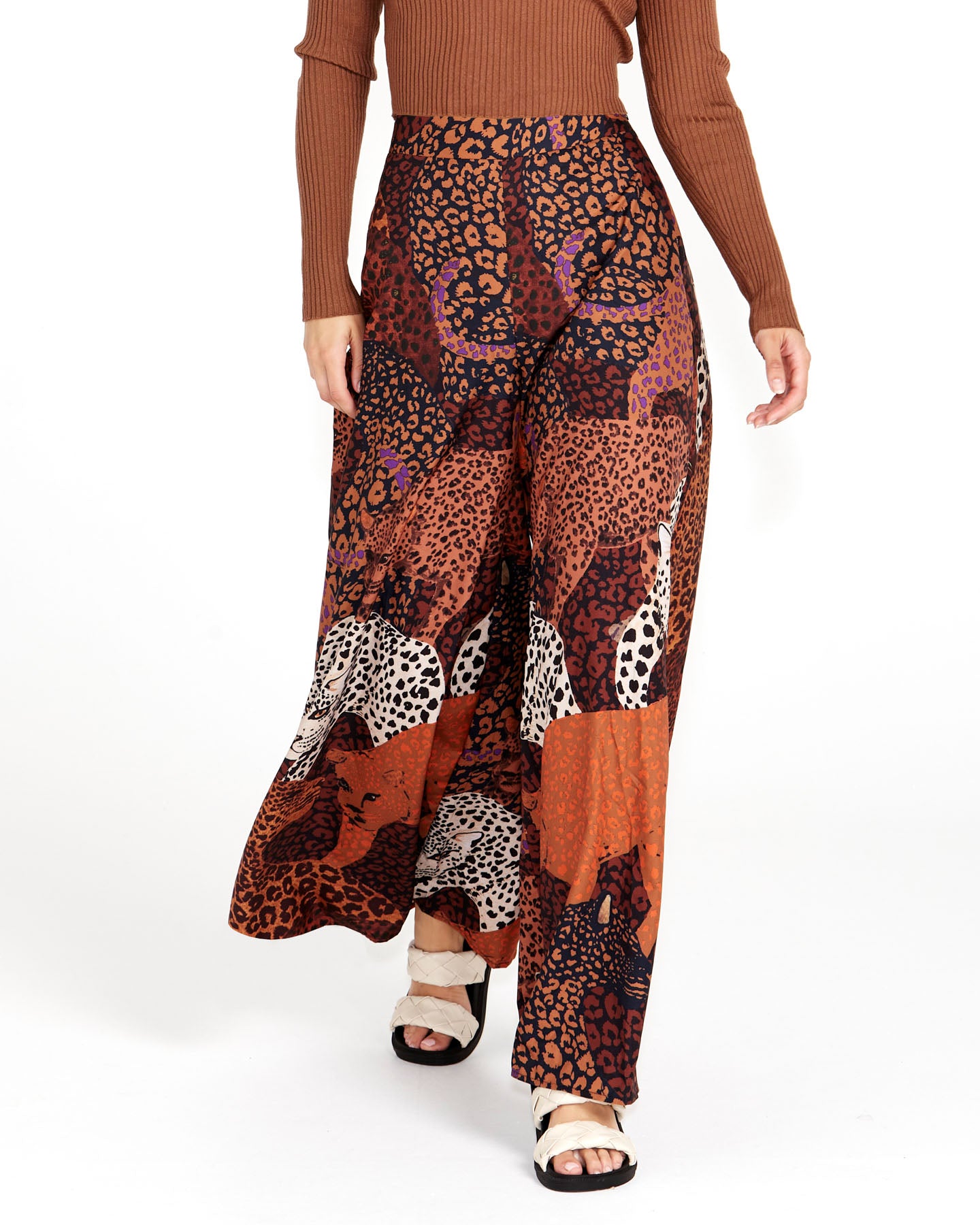 Sindi Wide Leg Pant | Leopard Mix Print